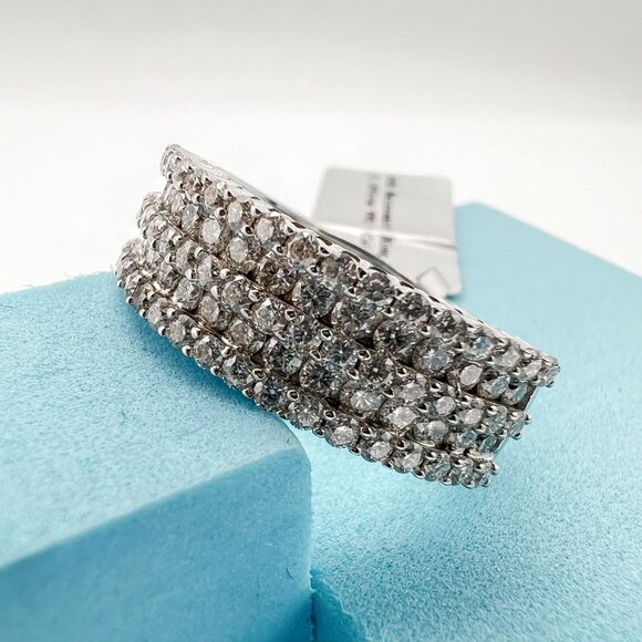 925 Sterling Sliver Moissanite Designer Ring, 2.157ctw VVS Stones Hip Hop Jewelr - Picture 5 of 7